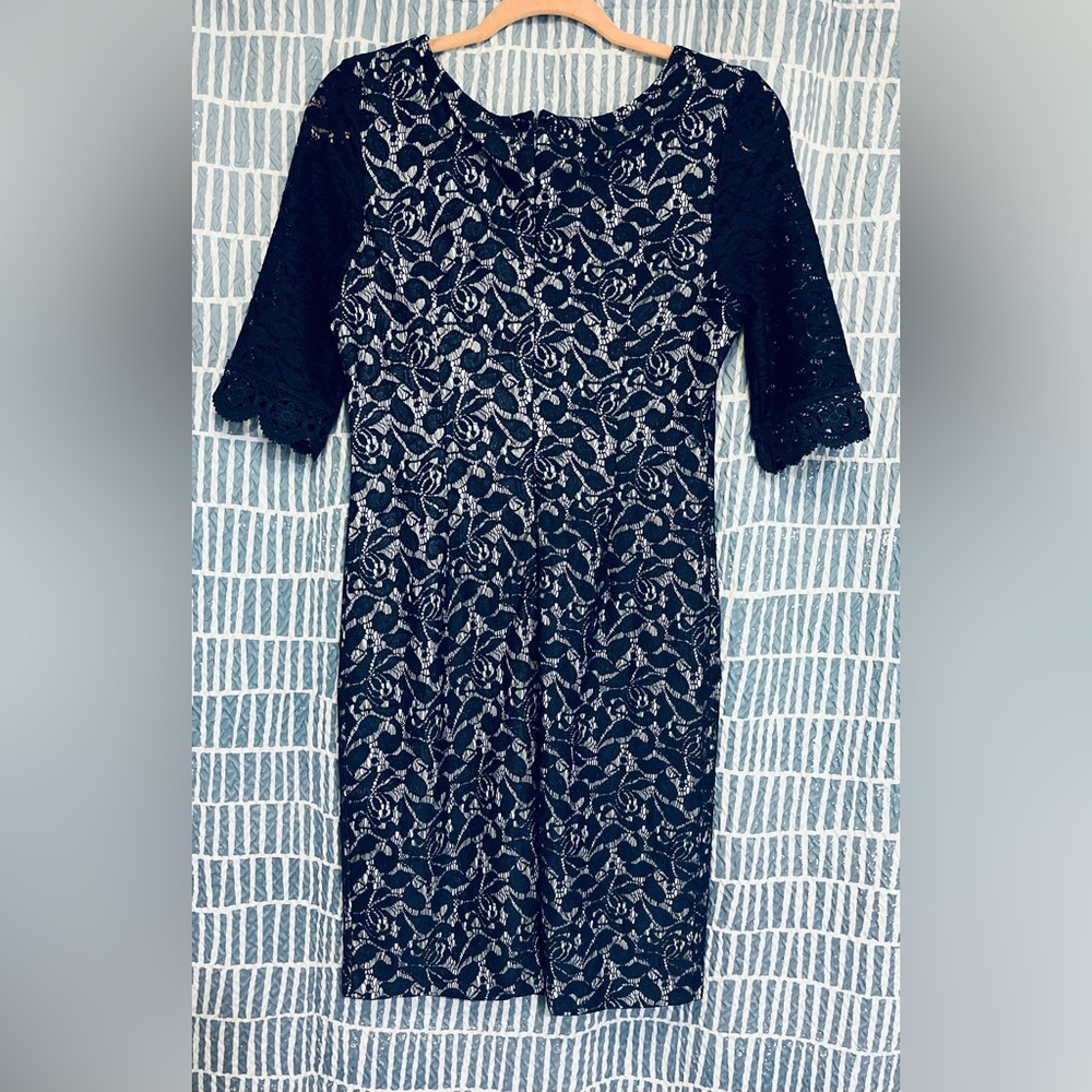 Elegant Navy Lace Dress
